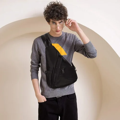 Vista 6 de KL928 Bolso bandolera de lona Mochila pequeña cruzada de hombro, mochila casual para hombres y mujeres