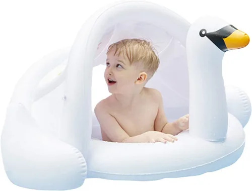 Vista 10 de Flotador de natación para bebé con toldo inflable para exteriores, anillo de natación para exteriores, flamenco rosa, niños pequeños de 6 meses a 48