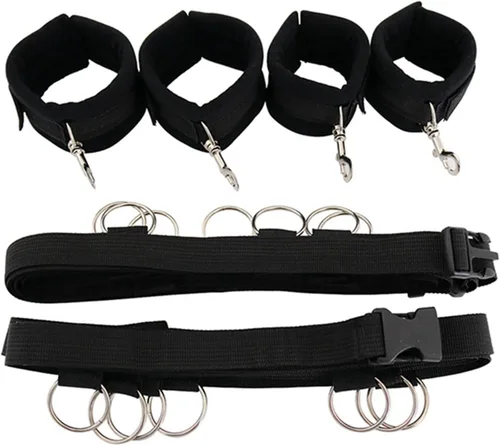 Vista 2 de Pulseras sexuales para mujer, correas de sujeción de muñeca y tobillo para parejas, correas de bonage para adultos, cuerdas de juego y cordones