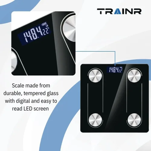 Vista 6 de Báscula corporal digital Trnr-BDYSCLE-BLK, báscula de peso corporal esencial para el hogar, accesorio de baño duradero, compatible con Apple