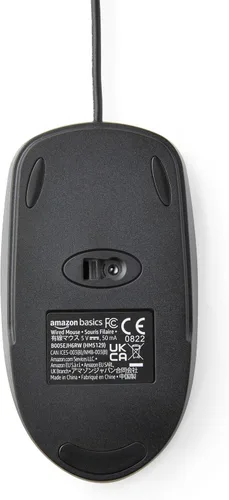 Vista 4 de AmazonBasics Ratón de computadora con cable USB de 3 botones (negro), paquete de 1