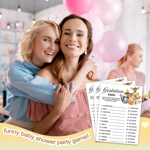 Vista 5 de Tarjetas de juego para baby shower, tarjeta de juego de gestación de animales de safari para fiesta de baby shower, divertidas ideas