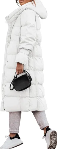 Vista 4 de Yousify Chaqueta acolchada para mujer, abrigos largos de invierno 2023 con cremallera, ropa de abrigo larga S-2XL