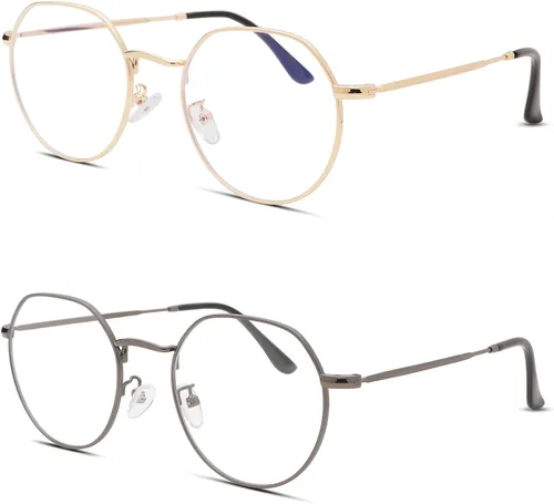 Vista 7 de Pro Acme Gafas redondas de moda Metal Clear Lens Frame Vintage Unisex Gafas 53MM