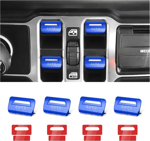 Vista 13 de DIAMOOKY 4 piezas de cubiertas de botón de interruptor de ventana de metal mejoradas compatibles con Jeep Wrangler JL JLU 2018-2026 y Gladiator JT