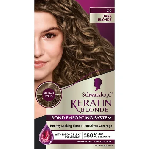 Vista 21 de Schwarzkopf Keratin - Tinte para el cabello rubio, 7.0 rubio ceniza oscuro, coloración permanente de calidad profesional, sistema de refuerzo