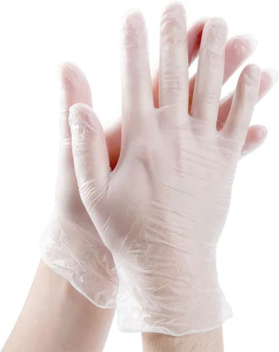 Vista 4 de Guantes de vinilo desechables, no esterilizados, sin polvo, tacto suave, grado de servicio de alimentos.