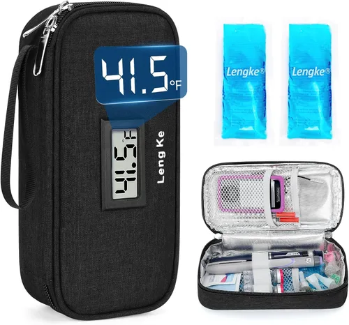 Vista 8 de YOUSHARES Estuche de viaje para enfriador de insulina, aprobado por la TSA para medicamentos diabéticos, bolsa de enfriamiento con pantalla