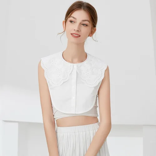 Vista 4 de Collar de muñeca falsa blanco, elegante collar de imitación desmontable, cuello falso para mujeres y niñas