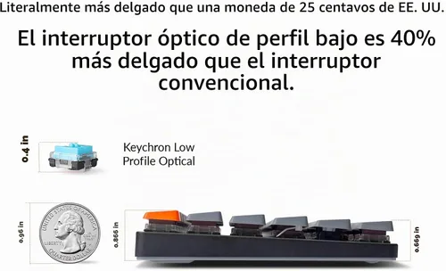 Vista 6 de Keychron K3 75% Layout 84-Key Teclado mecánico inalámbrico Bluetooth ultradelgado intercambiable en caliente con interruptor rojo óptico Keychron