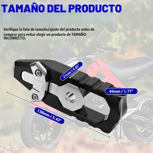 Vista 2 de Canitu 2 ajustadores de eje tensor de basculante negro, carrete de cadena de eje trasero de aluminio para motocicleta, ajustadores de cadena