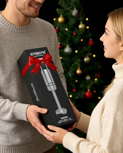 Vista 7 de Batidora de inmersión de mano, con cable, ajustable de 11 velocidades, motor de cobre puro de 1000 W, embalaje de caja de regalo, perfecta