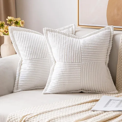 Vista 74 de MIULEE - Juego de 2 fundas de almohada beige de 12 x 12 pulgadas con entretejido, fundas de almohada a rayas bohemias supersuaves con textura