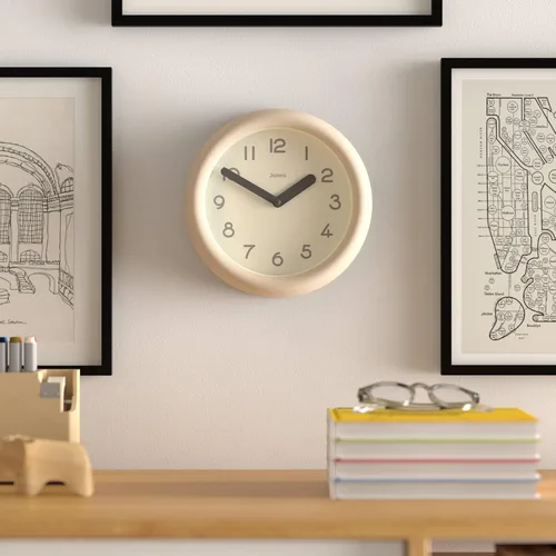 Vista 2 de JONES CLOCKS® Reloj de pared Fuze Reloj redondo pequeño Beige Diseño moderno juguetón con presencia escultórica suave Ideal para cocinas