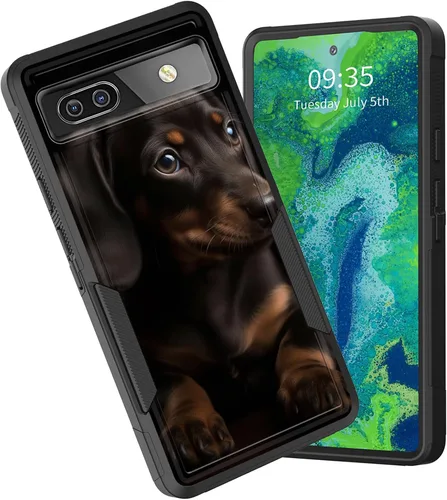 Vista 53 de Funda para Pixel 6A, funda protectora híbrida de doble capa resistente a prueba de golpes de policarbonato duro de silicona suave TPU para Google