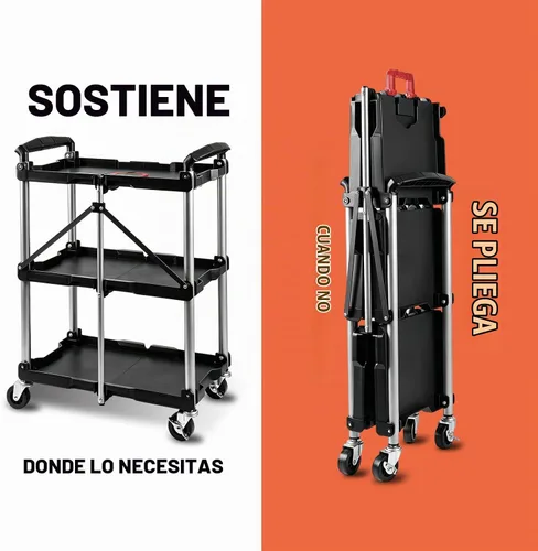Vista 2 de BIG RED Carro de servicio plegable plegable, carrito de herramientas Negro