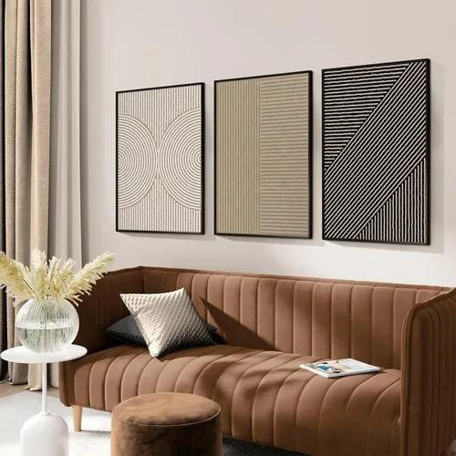 Vista 20 de Imágenes abstractas modernas para pared, arte de pared bohemio y neutro, arte de pared de línea minimalista, arte de pared beige, negro y marrón