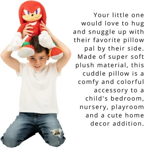 Vista 4 de Sonic The Hedgehog Anime Knuckles The Echidna - Almohada de peluche para niños, súper suave y acogedora, 18.50 pulgadas de alto, (producto oficial)
