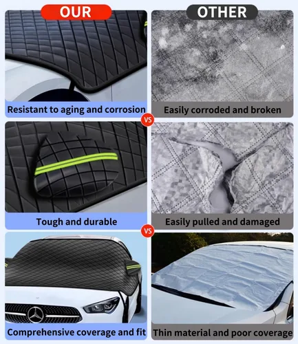 Vista 5 de Ajuste personalizado para cubiertas de nieve para parabrisas Land Rover, 8 capas de protección resistente al viento, protección contra heladas