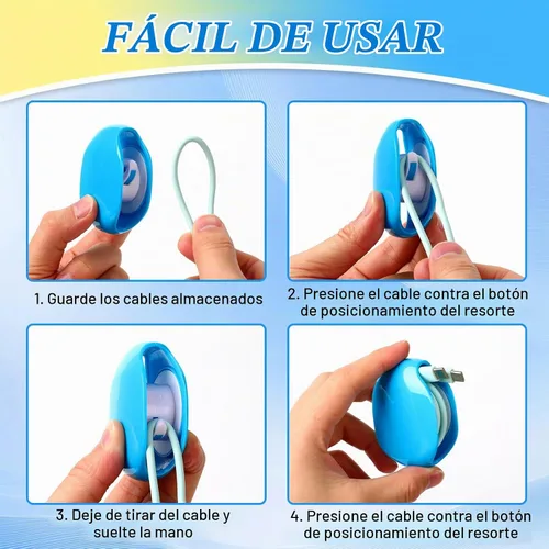 Vista 2 de Carrete de cable automático, carrete de cable oculto retráctil, para cable de carga de auriculares USB, cable de carga para viajes y organización