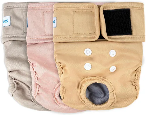 Vista 19 de Leekalos - Pañales reutilizables y lavables para perras (paquete de 3 unidades) - Pañales para perros altamente absorbentes - Tamaño ajustable