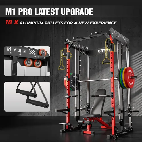 Vista 4 de Smith Machine, 2600 LBS Capacity Power Rack for Home Gym Garage, All-in-One Power Cage with Cable Crossover, Heavy-Duty Squat Rack, 84'' Home Gym