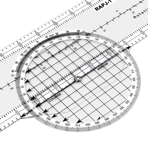 Vista 3 de Regla de diapositiva de aviación trazador de aviación con 8 funciones para accesorios de estudiantes piloto trazador de azimut giratorio, gráficos