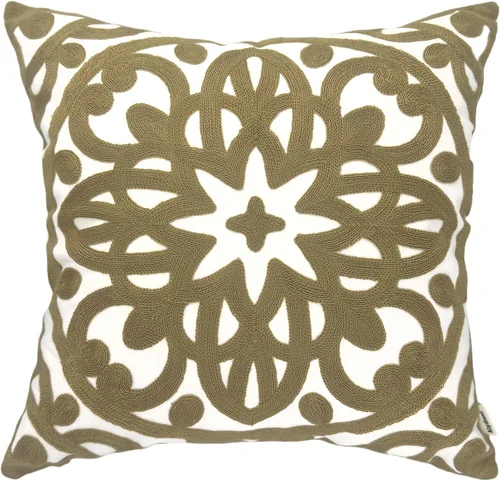 Vista 68 de Alysheer Funda de almohada decorativa bordada de 18 x 18 pulgadas, acogedora y fresca funda de cojín bohemia con diseño de mandala chic de punto