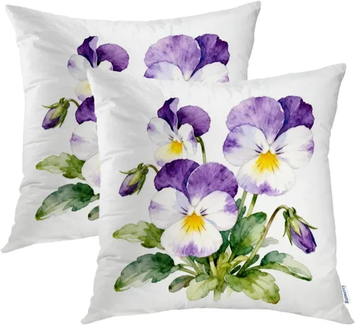 Vista 18 de Batmerry Flowers with Stems Throw Pillow Covers, Beautiful Floral Decorative Pillow Covers Digital Printing Blended for Couch Sofa Bed Invisible