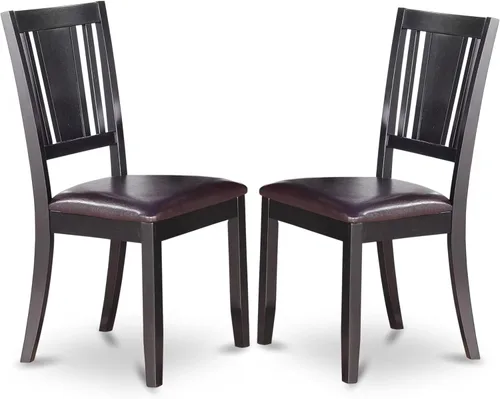 Vista 5 de East West Furniture DUC-BLK-LC Dudley - Sillas de comedor tapizadas de piel sintética, juego de 2, color negro