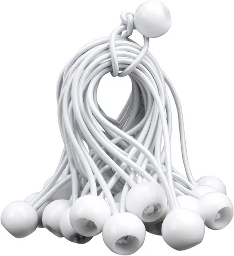 Vista 2 de AOPRIE Paquete de 30 bolas elásticas de 6 pulgadas de color blanco, resistentes a la intemperie, correas de amarre resistentes a la intemperie
