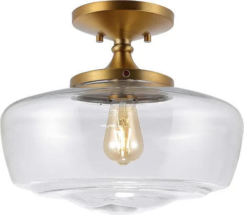 Vista 8 de JONATHAN Y Marfa 14" Clear Semi Flush Mount, Oil Rubbed Bronze/Brass Gold