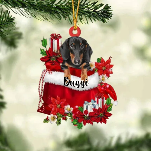 Vista 140 de Perro Akita Inu personalizado en bolsa de regalo, adorno de Navidad, nombre personalizado, regalo para amantes de los perros, familia, Navidad