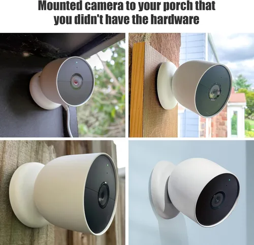 Vista 4 de Paquete de 2 placas de montaje en pared para batería Google Nest Cam para interiores y exteriores, pieza de repuesto de collar de bloqueo