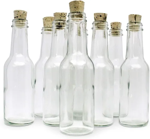 Vista 9 de Botellas de vidrio y corchos para invitaciones de botellas, botellas decorativas, botellas de vidrio para manualidades, transparentes, (5.5 onzas)