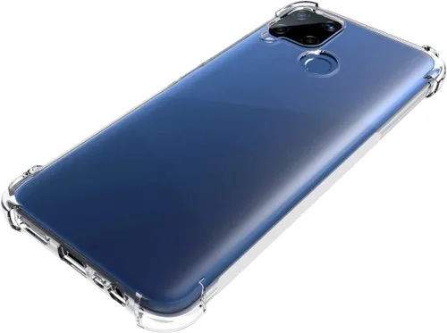 Vista 5 de USTIYA Funda para Realme 7i / Realme C15 C12 Clear TPU Cuatro Esquinas Cubierta Protectora Transparente Suave Funda