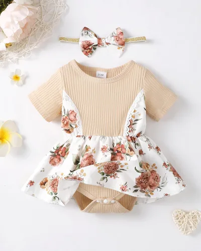 Vista 2 de Renotemy Mameluco de manga corta para bebé recién nacido, ropa de bebé niña