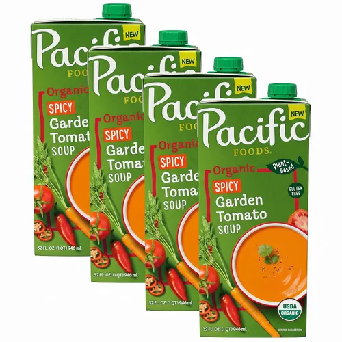 Vista 9 de Pacific Foods Sopa de tomate de jardín picante orgánica, cartón de 32 onzas