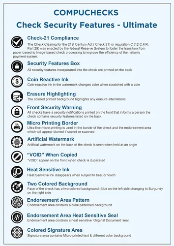 Vista 4 de 50 cheques en blanco de alta seguridad - Comprobaciones de computadora para QuickBooks en la parte superior (marrón laberintado) Peso del papel # 70