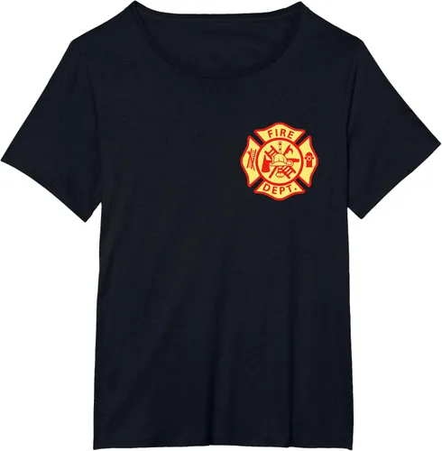 Vista 71 de Camiseta con logotipo de bomberos con símbolo de bombero, Negro