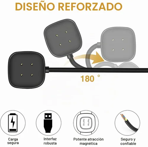 Vista 4 de [Paquete de 2] Cable de carga compatible con reloj inteligente Fitbit Versa 4 / Sense/Versa 3 / Sense 2, cable de carga USB de repuesto