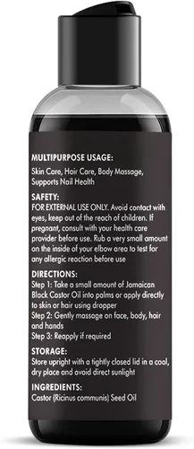 Vista 7 de Majestic Pure Aceite de ricino negro jamaicano, 100% puro y natural, grado premium, prensado en frío, sin hexano, para cabello, pestañas, cejas