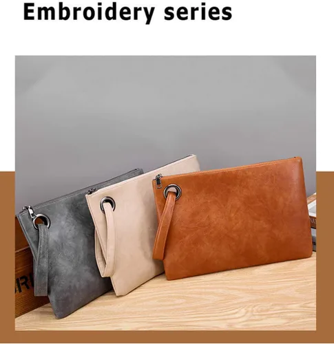 Vista 6 de Bolso de mano único vegano para mujer, bolso de mano de piel sintética, bolso de mano, muñequeras para vacaciones en la playa