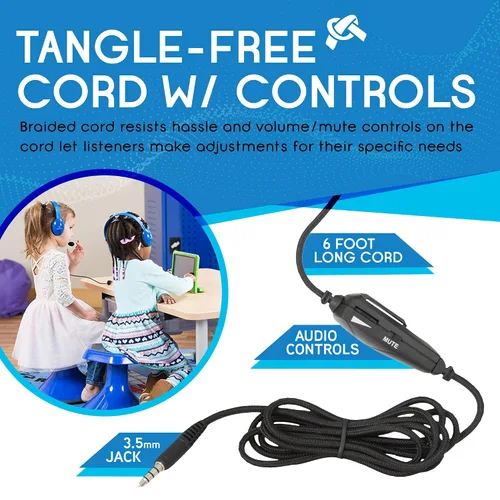 Vista 5 de Auriculares para niños resistentes listos para móviles con micrófono y cable sin enredos