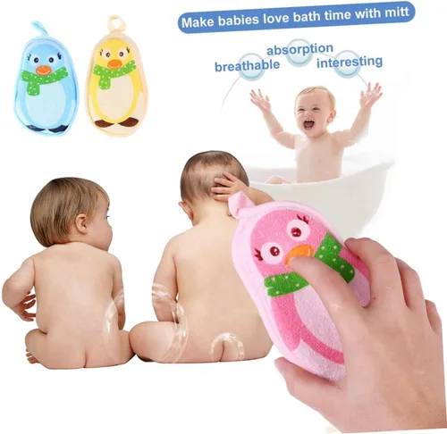 Vista 4 de ibasenice Toalla de baño para bebé, toalla de baño para niños, toallas de baño para niños, almohadilla exfoliante, esponja de baño para niños