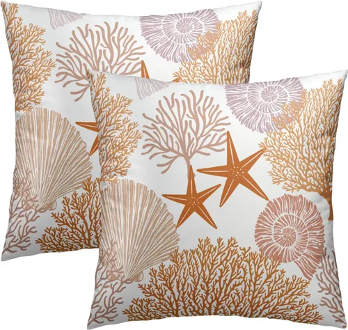 Vista 13 de Fundas de cojín decorativas con temática de verano náutica costera de 12 x 12 pulgadas, juego de 2 fundas de cojín de color aguamarina azul verdoso