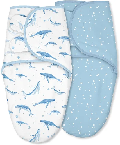 Vista 13 de Pañales de algodón orgánico para recién nacidos, suaves y cómodos con velcro, saco de dormir de 0 a 3 meses, ayuda a calmar el reflejo