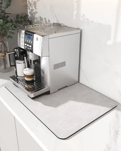 Vista 18 de AMOAMI Tapete de café absorbente con parte trasera de goma para secar platos para encimera de cocina, accesorios de bar para debajo de la cafetera