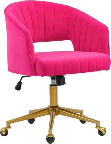 Vista 12 de Silla de oficina para el hogar, silla giratoria de terciopelo para escritorio, sillón de acento tapizado, sillas modernas capitoneadas con base Negro