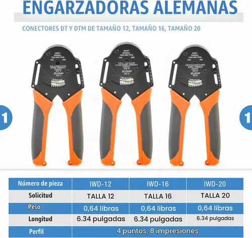 Vista 2 de iCrimp Deutsch - Kit de herramientas de crimpado de terminales de cierre y barril abierto, herramienta de extracción de Deutsch para conectores
